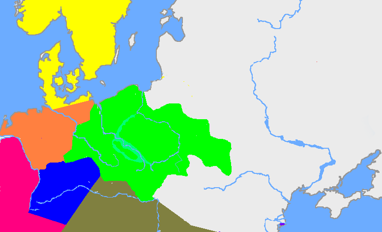 Mapa zasięgu kultury łużyckiej w epoce brązu
