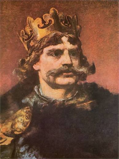 Malowany portret Bolesława Chrobrego w koronie